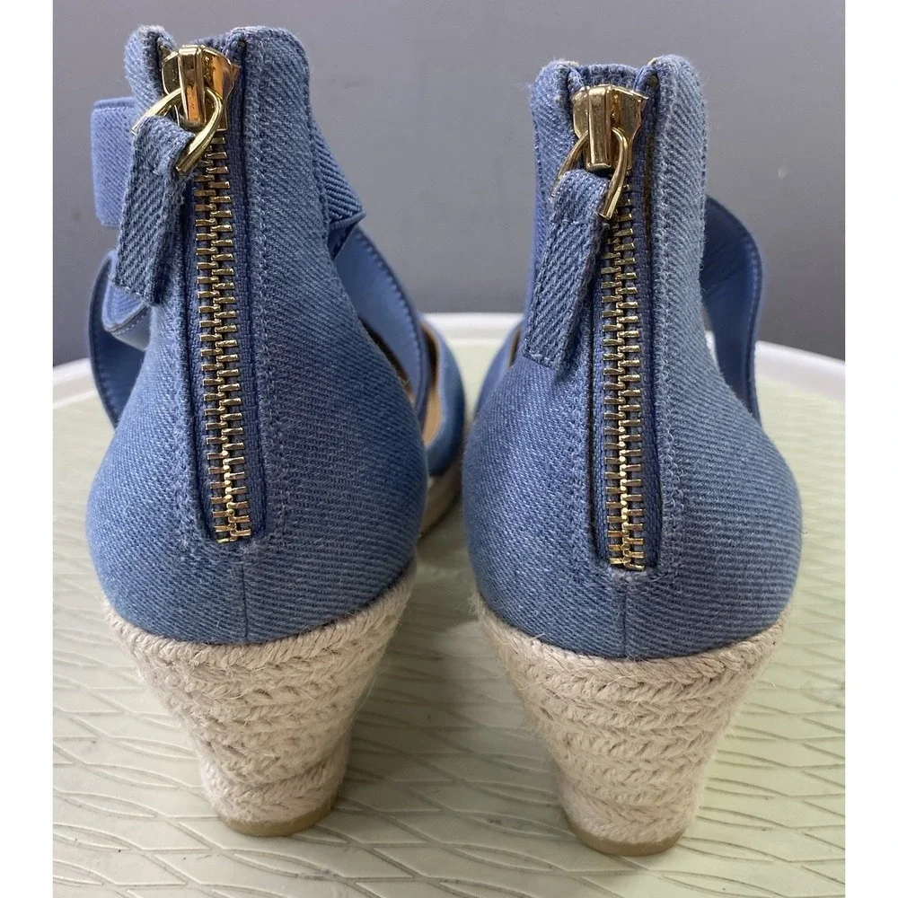 Talbots Lynsday Espadrilles Wedges Cotton Canvas Light Denim Blue‎ EUC 10.5M